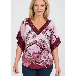 White House Black Market blouse flowy top maroon burgundy white kimono style XS